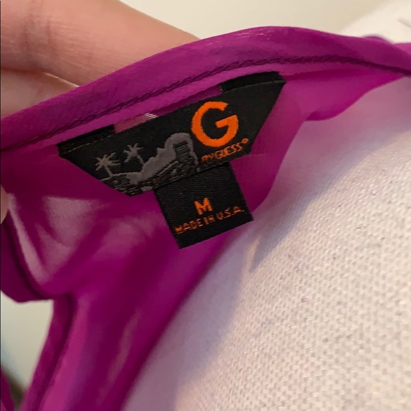 G by Guess Purple Hi/low Drape Shirt Size Medium - Picture 3 of 3